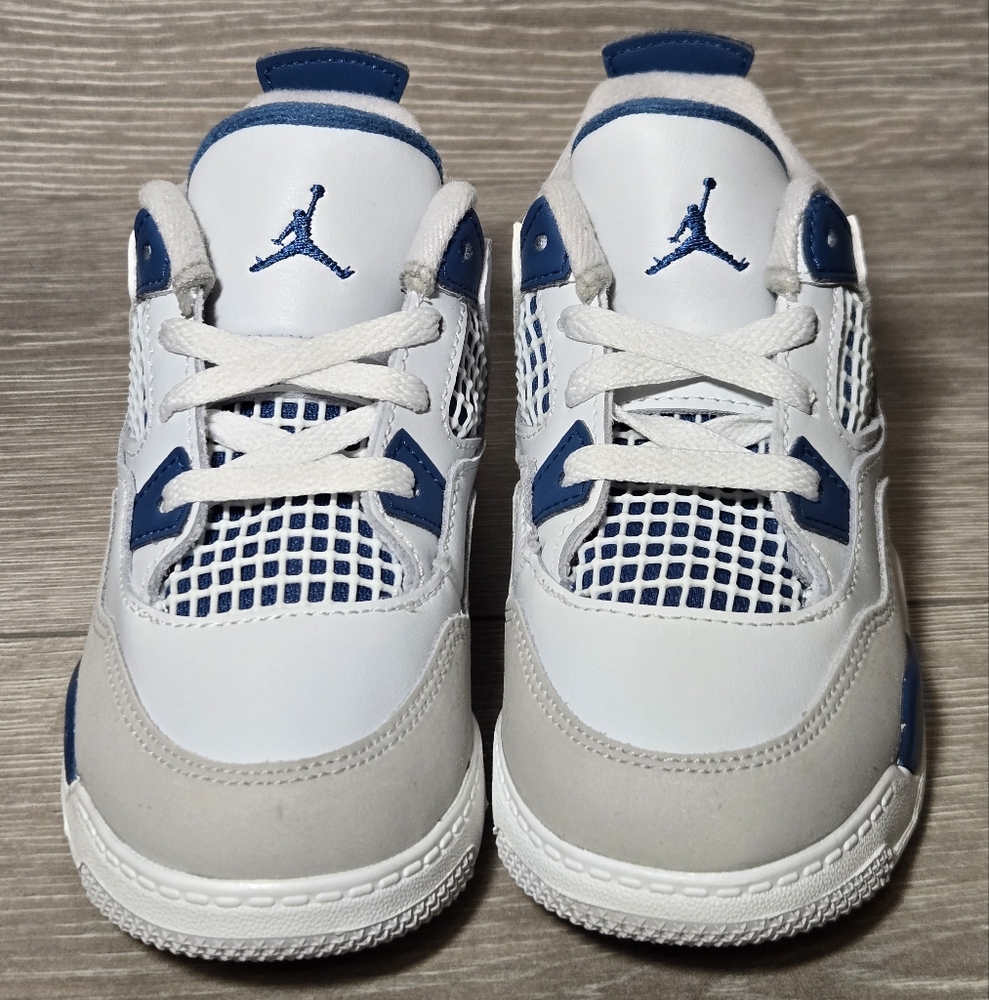 Jordan Toddlers Air Jordan 4 Retro Shoes Military Blue White Size 10C New - Picture 2 of 6
